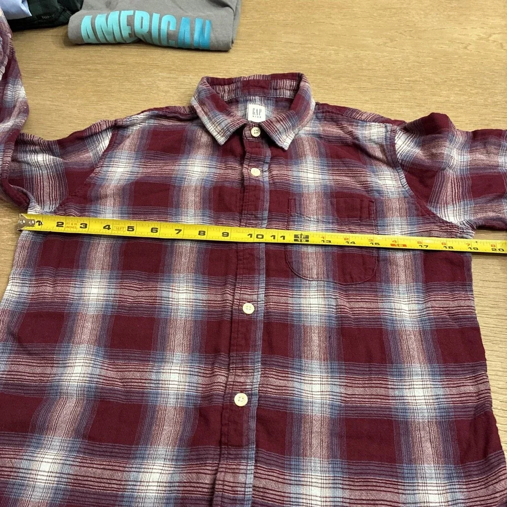 Gap Kids Lined  Button Down Cotton Long Sleeve Size 12 Husky XL Plum/Blue Shirt